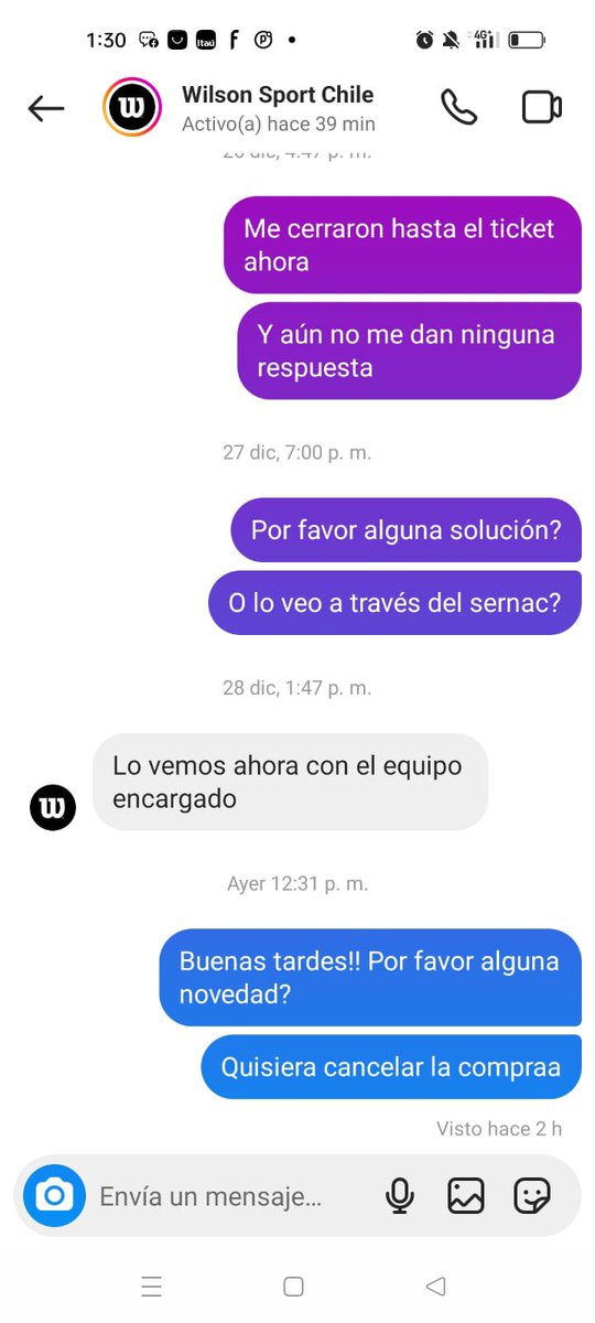 Amandav194's tweet photo. @WilsonSportingG chile! Una decepción hemos pasado solo rabias con la compra! Queremos solo cancelar el pedido ya que nunca nos llego el producto… Ni siquiera contestan! https://t.co/zpDFA6Ha3f