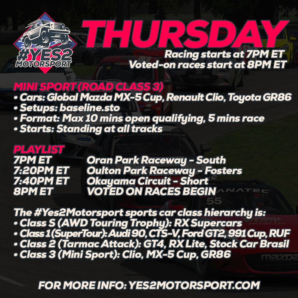 yes2motorsport's tweet photo. Tomorrow's action kicks off at 7PM ET with the debut of Mini Sport, followed by the first #MegaMini event of the year, the #RallyOfCoyotes, at 8PM ET. Don't miss it! #y2m https://t.co/ee0fX4pHiQ