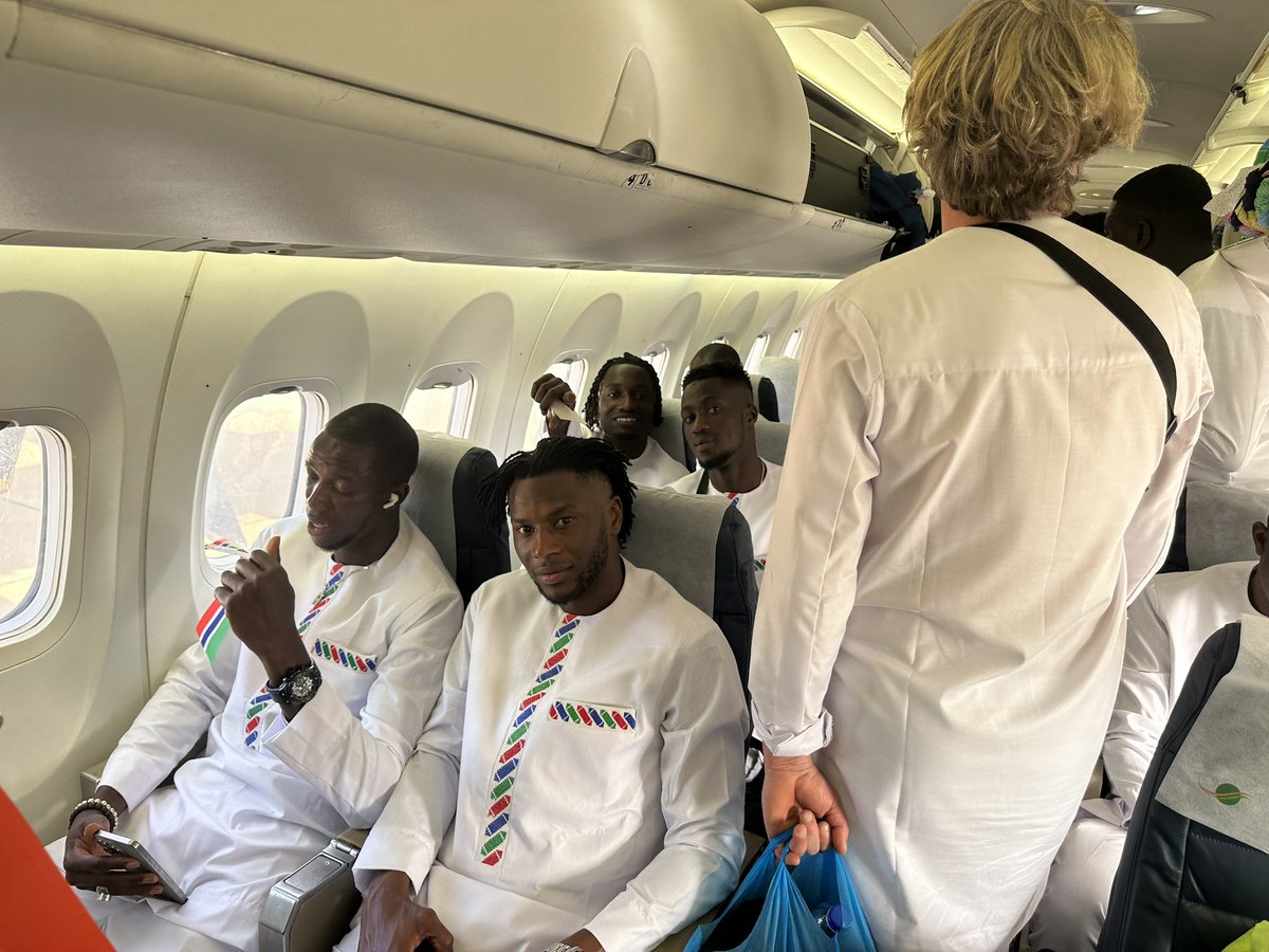 TheGambiaFF's tweet photo. We’re onboard. Destination Yamoussoukro. AFCON 2023 here we come. Scorpions ready to sting! https://t.co/c9UNdPwlSc