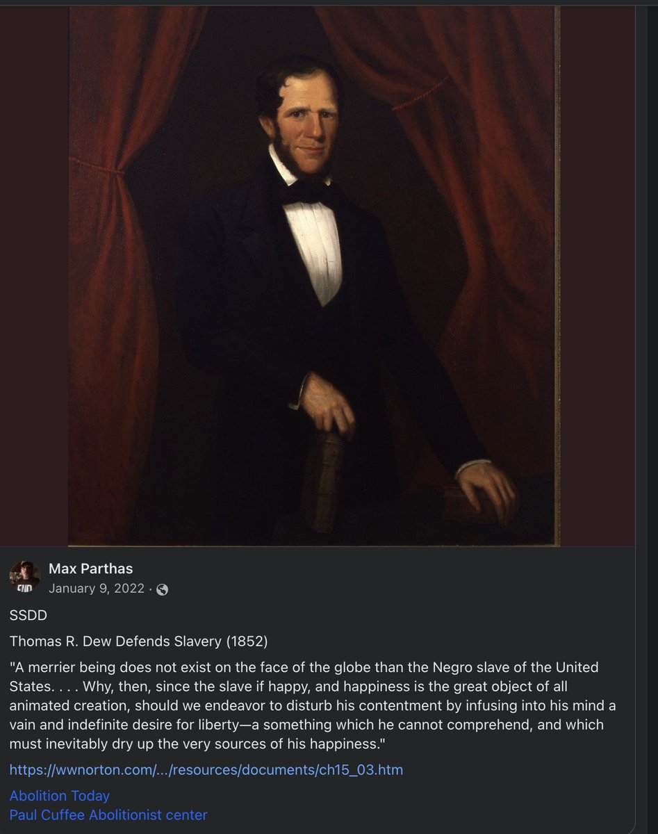 OLGriffin2's tweet image. Thomas R. Dew Defends Slavery (1852)
"It is said slavery is wrong, in the abstract at least, and contrary to the spirit of Christianity. To this we answer .~~"
wwnorton.com/.../resources/…
#AbolitionToday
Paul Cuffee Abolitionist center