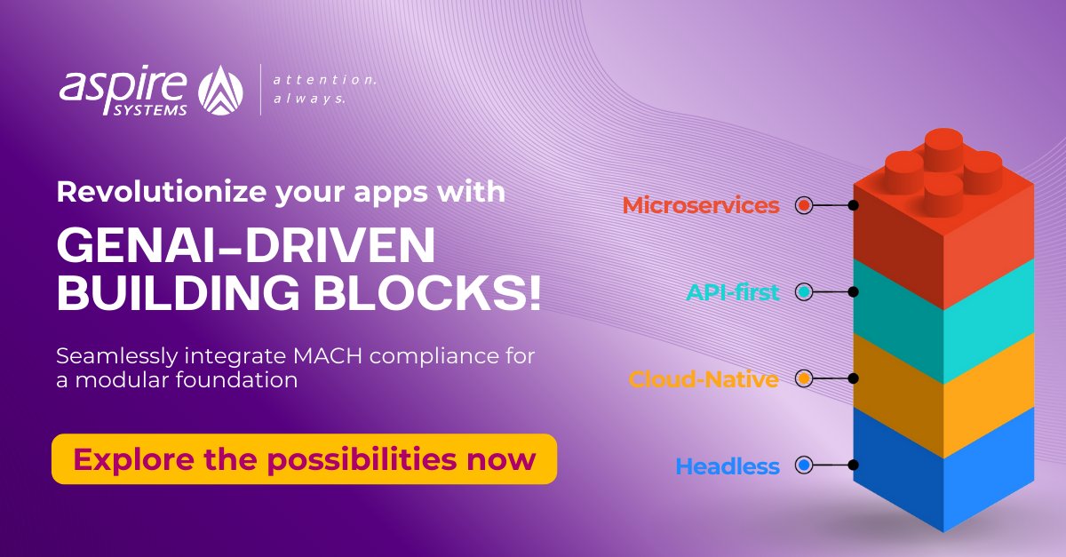 Aspire_SoftEng's tweet photo. 💡 Are you ready to evolve? Our #GenAI-infused team ensures MACH compliance—building blocks for a future-proof business.  Explore our suite of offerings now and stay ahead in the digital race!
https://t.co/cZwwykeihJ
 
#cloudnative #microservices #api #headless https://t.co/ZnvSUheVqU