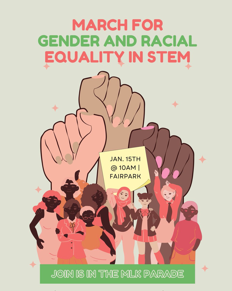 thegemscamp's tweet image. Join The GEMS Camp on Jan 15th to stand for gender and racial equity in STEM. Let's honor MLK Jr.'s dream and pave the way for a fairer future in science and tech.

📅 Jan 15th 📍 Fairpark/South Dallas ⏰ 10 AM
RSVP now ➡️ thegemscamp.org/mlkparade2024 
#MLKParade #STEMequity