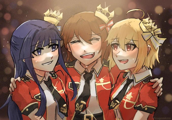 昔描いた㍉三人組絵再揭 #ミリシタ