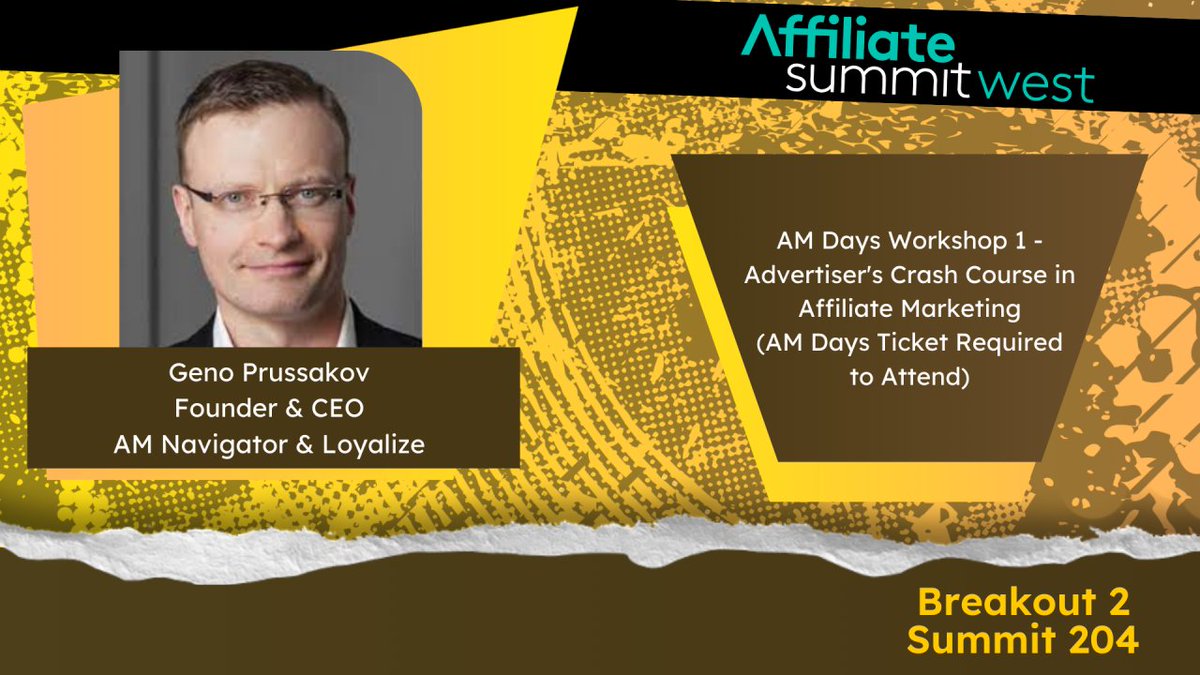 Excited to be teaching the 1st thing to open @AffiliateSummit West (01/15/24 at 9 am PT in Las Vegas) – Advertiser's Crash Course in Affiliate Marketing <a href="/AMDays/">AM Days</a> workshop. If you're coming to #ASW24 / #AMDays and would like to catch up, hit me up! I have room for more meetings.