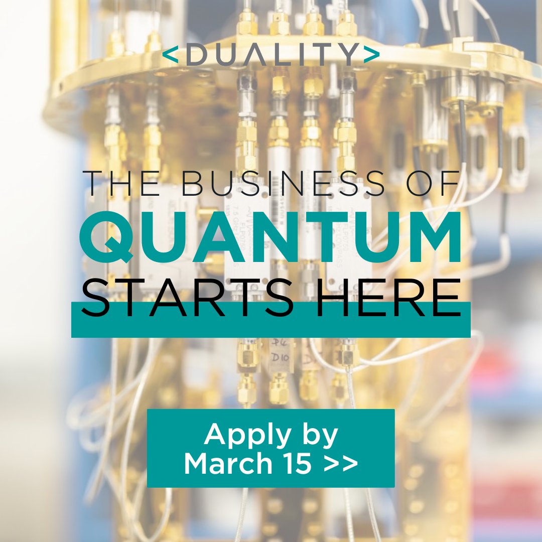 Applications for Duality Accelerator cohort 4 are now open! 

In collaboration with <a href="/ChicagoQuantum/">Chicago Quantum Exchange</a>, <a href="/UofIllinois/">University of Illinois</a>, <a href="/argonne/">Argonne National Lab</a>, and <a href="/P33Chicago/">P33 Chicago</a>, this 12-month program is the first in the U.S. exclusively focused on supporting innovative quantum startups.

dualityaccelerator.com/apply/
