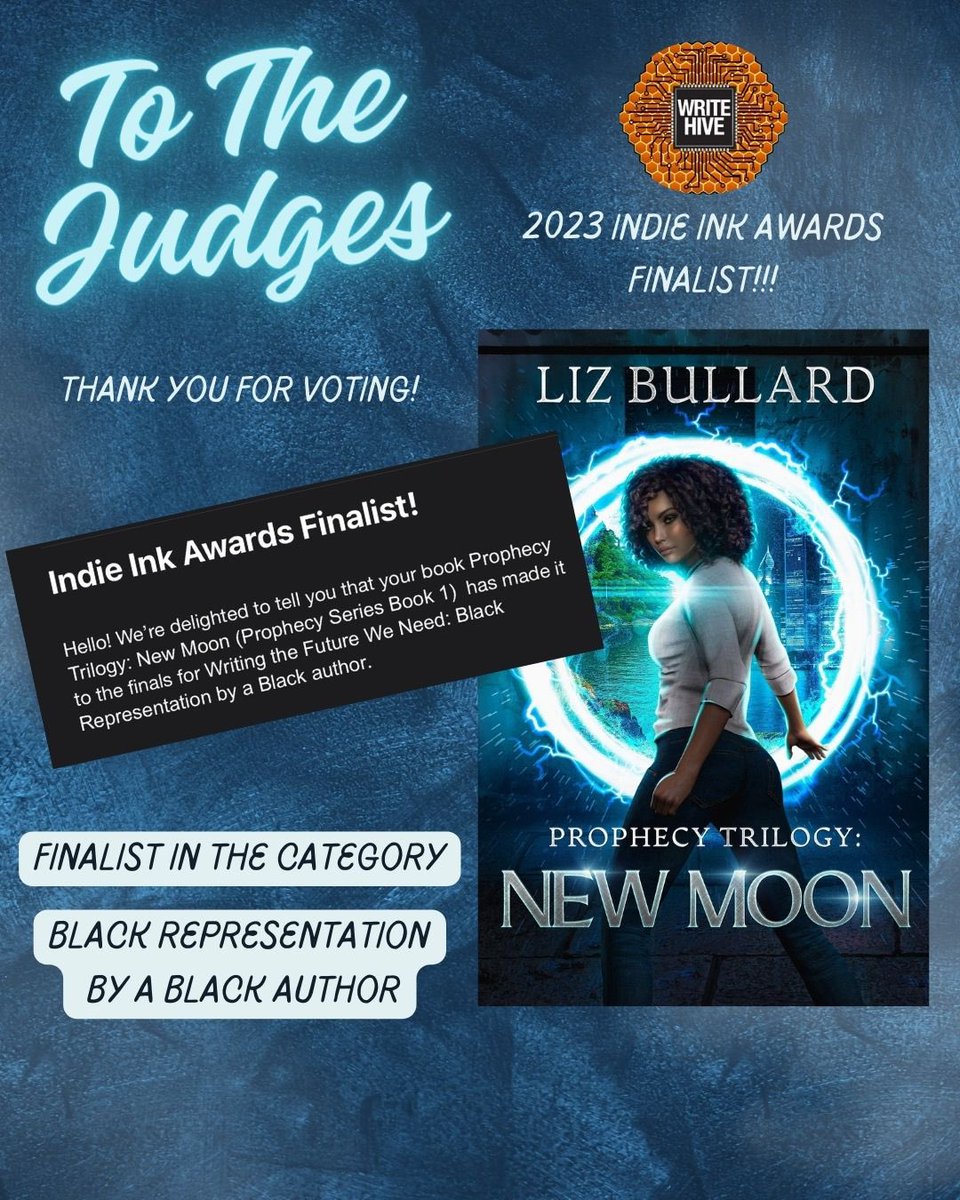 I'm thrilled to announce that I'm a finalist in the 2023 Indie Ink Awards for 'Writing the Future We Need: Black Representation' by a Black author! Thank you from the bottom of my heart to everyone who voted and offered words of encouragement. Your support means the world to me