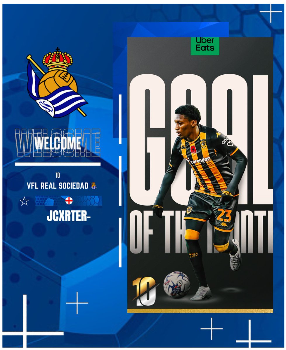 ▪︎ Welcome <a href="/JCxrter_/">JCxrter</a> 👏🏼 
▪︎ MIDFIELDER :  🪄
▪︎ NATIONALITY : 🏴󠁧󠁢󠁥󠁮󠁧󠁿

🎨 by <a href="/IKunAguero10I/">IKunAguero-10I ⭐🎮 🇸🇮</a>
#RealSociedad 💙🤍
#EAFC24 ⚽️
#LaLiga 🇪🇸
#Copadelrey 🇪🇸