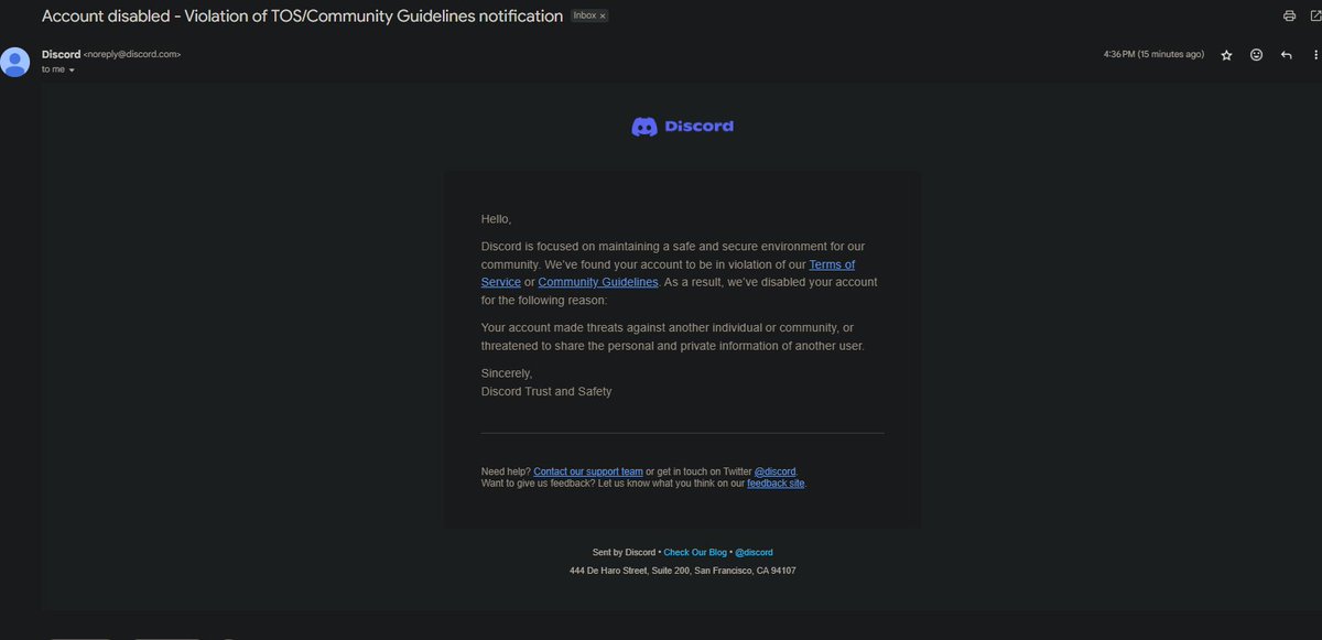 DefoNotZalgo's tweet photo. errrrm @discord thanks for banning an account i dont use? https://t.co/TLWEqENh63