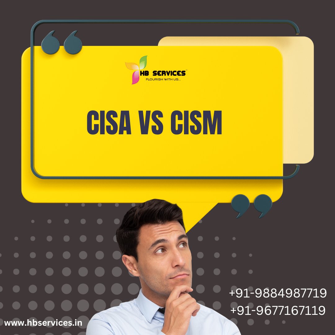 HB_Services's tweet photo. CISA vs CISM:
CISA (Certified Information Systems Auditor) and CISM (Certified Information Security Manager) 

 https://t.co/vw4lvf3pTt +91-9884987719 or +91-9677167119

#hbeducationandservices #hbservices #pearsonvueexam #pearsonvueexamcenterinchennai #itcertifications https://t.co/jQ7xzRIwUG
