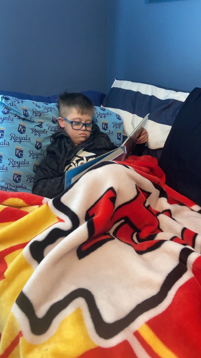 kporterfield7's tweet photo. Owen has spent his snow days reading!  @MadisonPlaceK5 https://t.co/9qxUCBCOKT