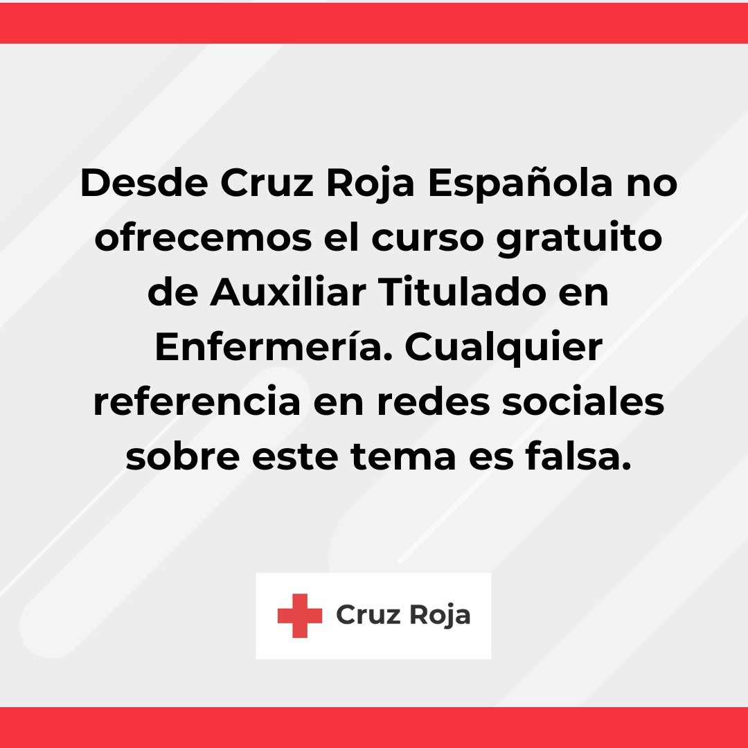 Referente a la noticia que circula en redes sociales sobre el curso gratuito de Auxiliar de Enfermería que ofrecemos, es un #BULO. No hagas clic ni ofrezcas tu información personal. Es un fraude. #STOPBulos