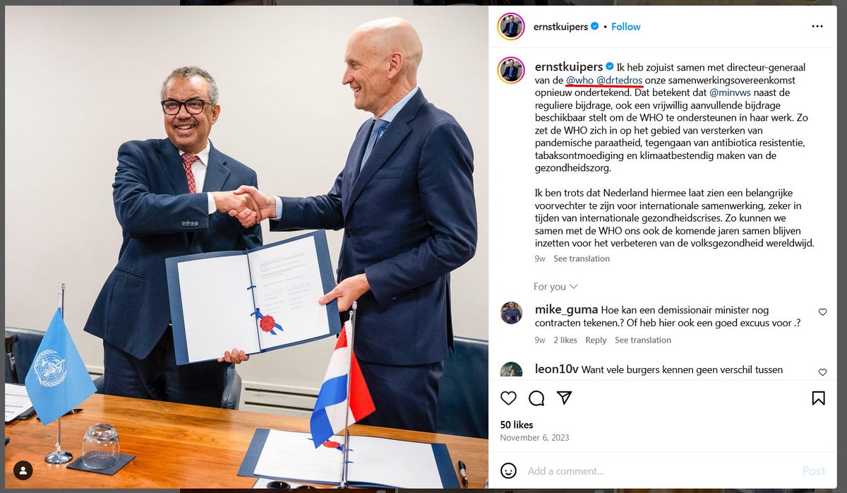 IngeJusta's tweet photo. Krijgt Ernst Kuipers soms een baantje bij het WHO? Iets met klimaat?
▶️3 dec. 2023 Instagram Kuipers: "Volgens de WHO is klimaatverandering de grootste wereldwijde bedreiging voor onze gezondheid". https://t.co/wFKsQ3C64T