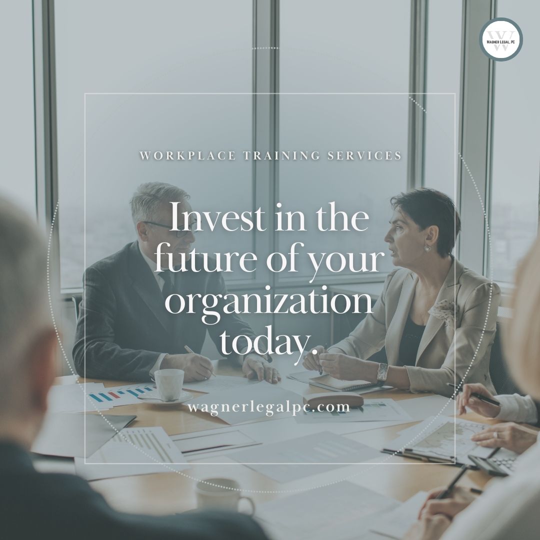 Shape the future of your organization with Wagner Legal's transformative Workplace Training Services. 🚀💼 Invest in excellence, invest in growth. Explore our offerings on our website now! #WagnerLegal #WorkplaceTraining #InvestInExcellence 

wagnerlegalpc.com/workplace-trai…