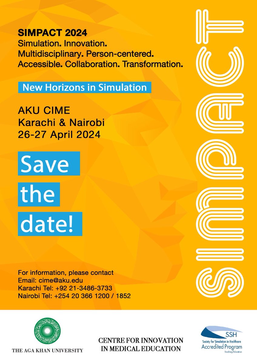 Thrilled to share the announcement of Pakistan’s 1st healthcare simulation conference to be held ⁦⁦<a href="/AKUGlobal/">Aga Khan University</a>⁩ at CIME!   Creating impact with simulation-c u at SIMPACT!!