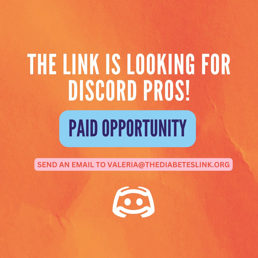 The Diabetes Link (@thediabeteslink) on Twitter photo Calling All Discord Pros!
If you're a pro at Discord, know your way around setting up the backend, and are eager to help make The Link's server even better, we want you! This is a paid opportunity. Email valeria@thediabeteslink.org to express your interest. Calling All Discord Pros!
If you're a pro at Discord, know your way around setting up the backend, and are eager to help make The Link's server even better, we want you! This is a paid opportunity. Email valeria@thediabeteslink.org to express your interest.