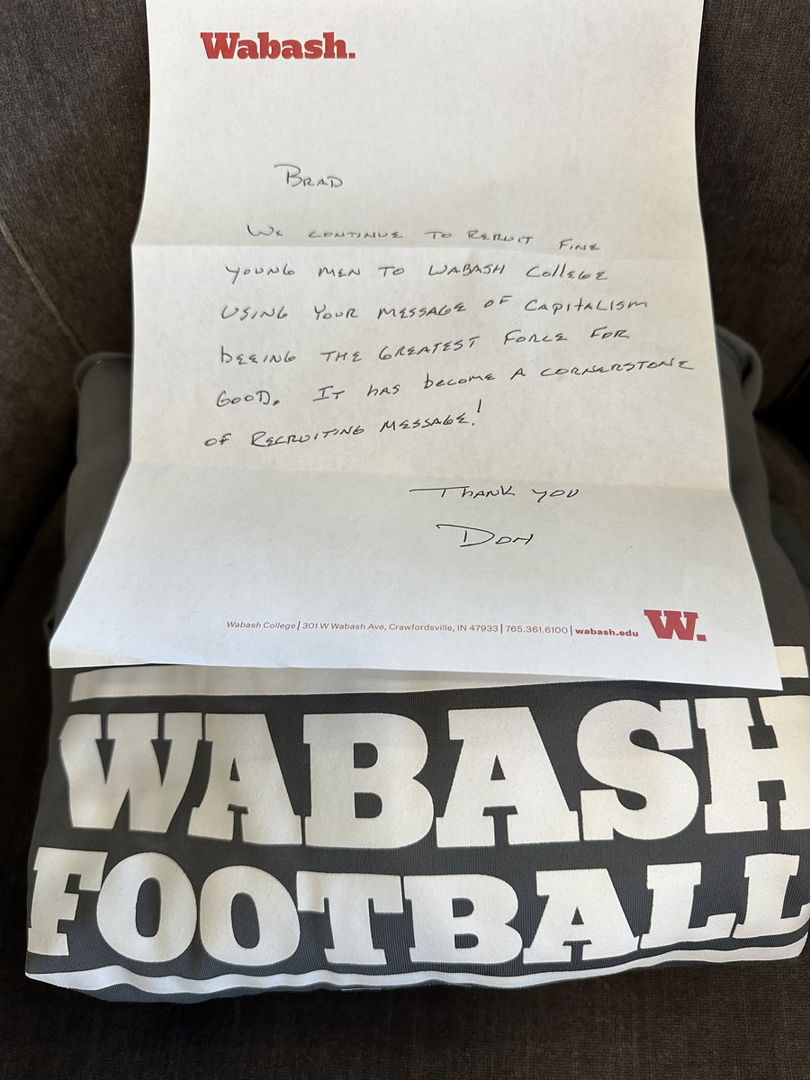 Right on Coach!! Capitalism IS the greatest force for good - it unleashes innovation & freedom that drive human progress - and happy it is resonating with college recruits out there!! 🇺🇸🇺🇸🚀🚀 @WabashFB @WabashCollege