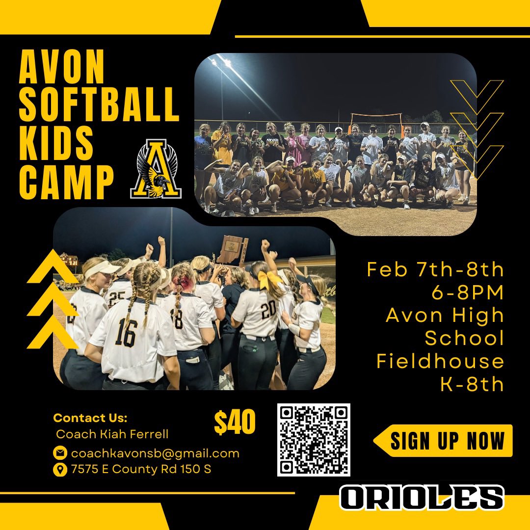 Oriole_Softball's tweet photo. ⭐️🥎Mark your calendars🥎⭐️ 

Come join us for our youth camp next month! Snap the QR code to register online. Instruction from High School staff and players..you won’t want to miss this! 🖤🥎 https://t.co/m66DFqdfJN