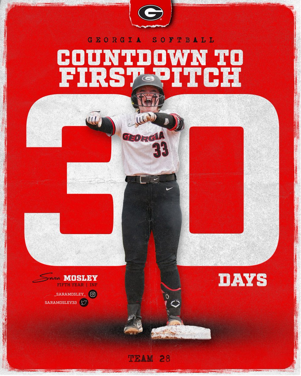 UGASoftball's tweet photo. Officially less than a month until FIRST PITCH 🥎

#Team28 | #GoDawgs https://t.co/kgNt6mXRtK
