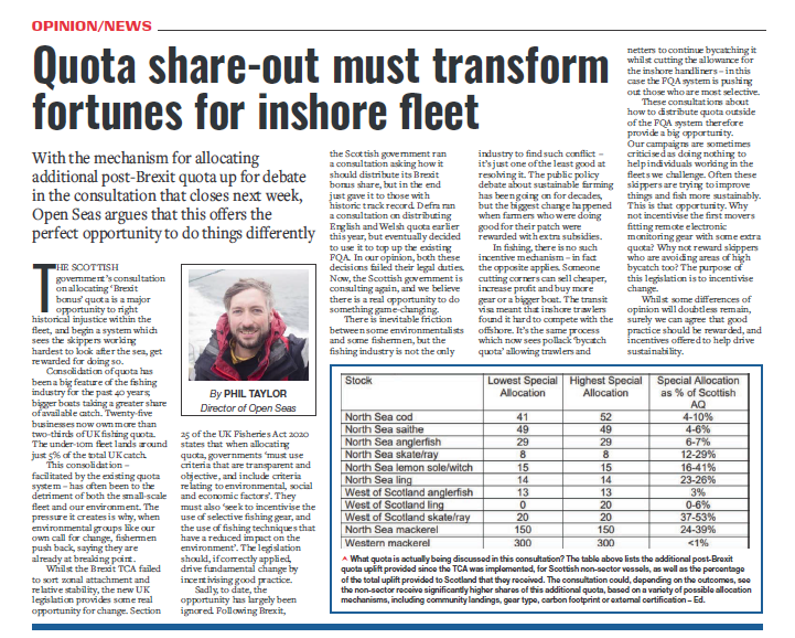 LAST CALL: The Scottish Government is seeking public views on how to allocate #postBrexit fishing quota. There is a major opportunity to manage this public asset in a way that incentivises sustainable fishing.
Read @PhilRhodTaylor opinion piece in @yourfishingnews below: