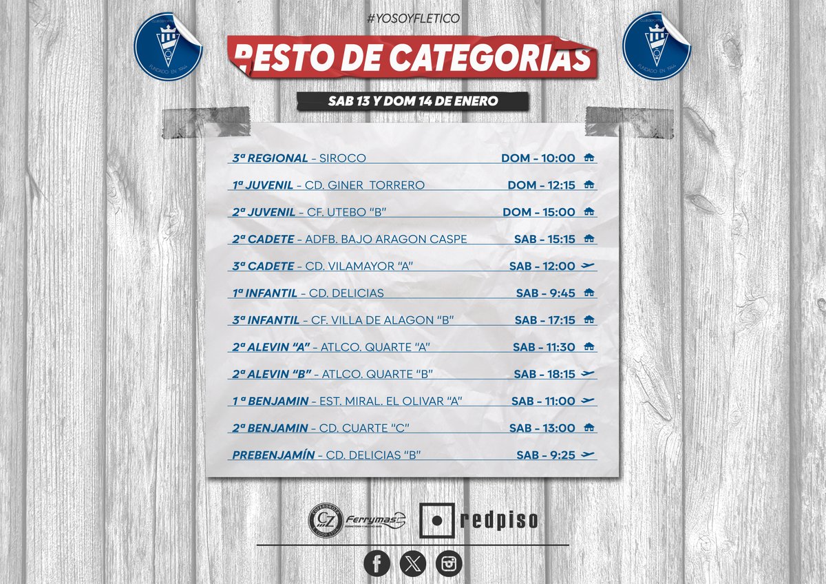 fleta_cd's tweet photo. 📢¡PARTIDOS DE LA JORNADA!📢
Mucho ánimo!!💪
#cdfleta #futbol #temporada2324 #regionalpreferente #satalogistica #coferdroza #publicidad #patrocinadores #redpisosanjosé @ferrymascz @redpiso_sanjose_zaragoza https://t.co/uTBHFu68xc