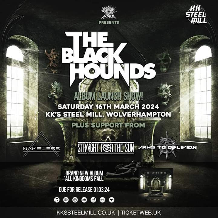 A little over two months until we take to <a href="/kkssteelmill/">Kkssteelmill</a> for our album launch show.

Joining us will be <a href="/NAMELESSMusicUK/">NAMELESS</a> , @straightforthesun and @armstooblivion

Get your tickets here

ticketweb.uk/event/the-blac…

#Album #PartyTime #NewMusicAlert