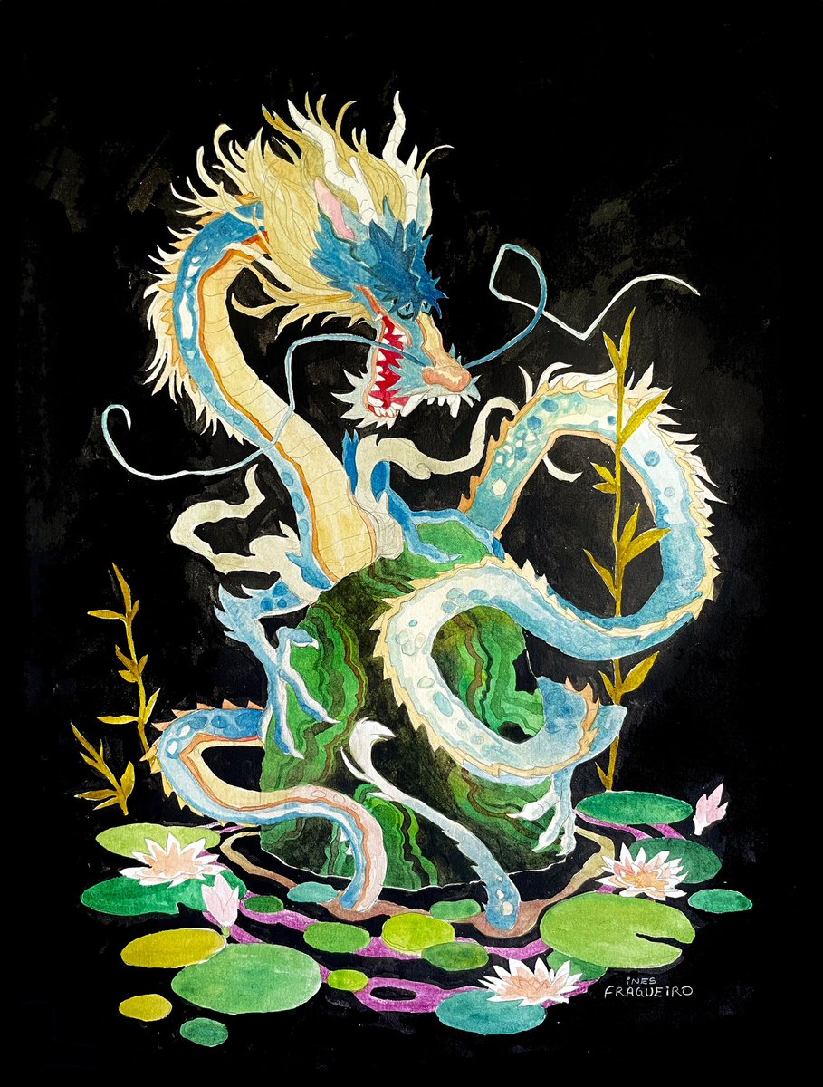 Happy new year of the blue dragon 🐉 #watercolors