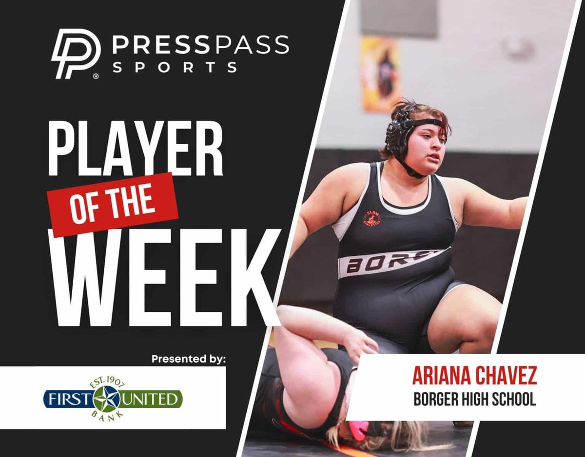 PressPassSports's tweet photo. Congratulations to the @FUBTexas Girls
Athlete of the Week: Ariana Chavez of @Borgerisd. Thank you to @Sutton1Stuart for making this possible #txhswrestling https://t.co/qSi8jgp5CS https://t.co/RsWaChUIXg