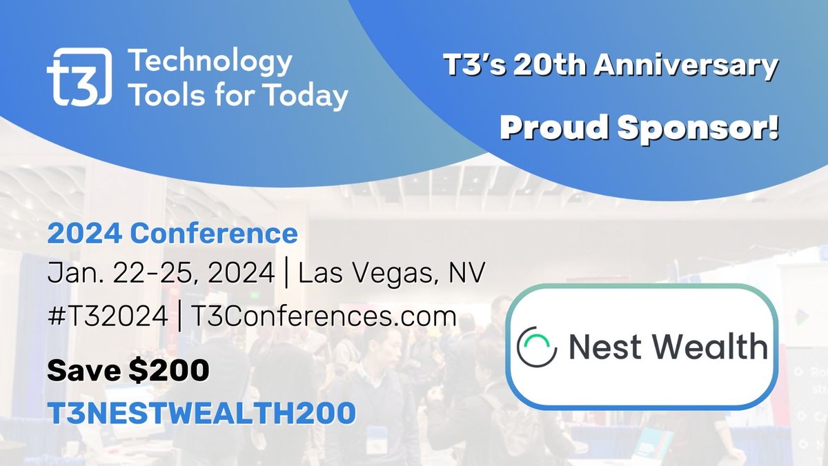 Join us at the <a href="/t3techhub/">T3 Technology Tools</a> Conference Jan 22-25 at the Cosmopolitan in Vegas! Don't miss your chance to explore the tech landscape, engage with software creators, and stay ahead of the curve. Use code T3NESTWEALTH200 to save $200 on registration: t3conferences.com #T32024
