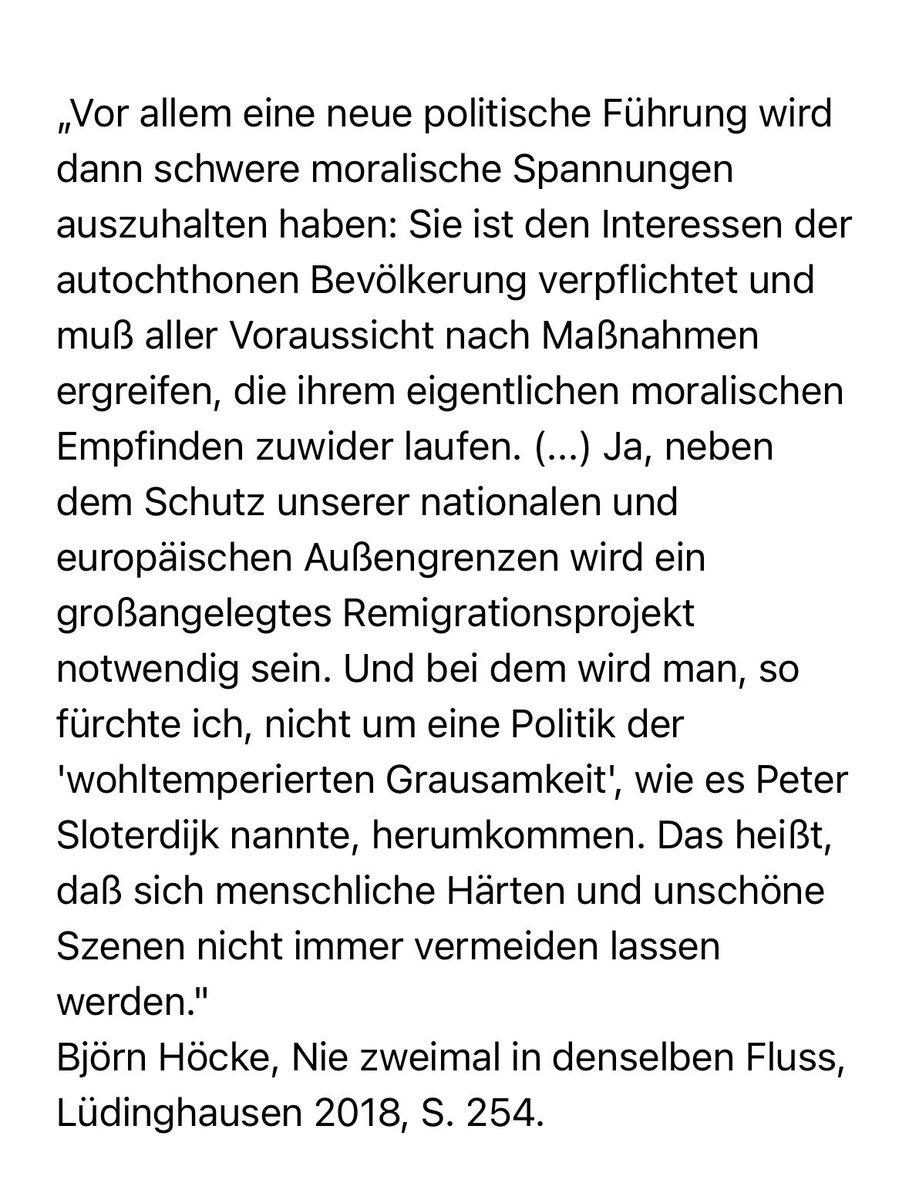 Deportationspläne offenbarte der Thüringer #AfD-Chef #Höcke bereits 2018. Damals forderte er ein „Remigrationsprojekt“ mit „menschlichen Härten und unschönen Szenen“. Soll später keiner sagen, man habe vorher ja nicht wissen können, was diese Leute vorhaben.