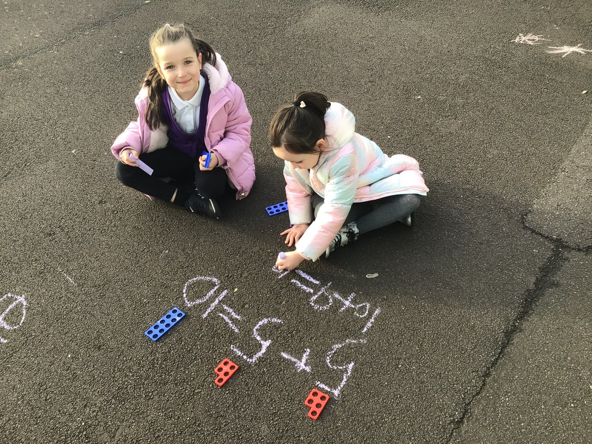 Primary 2 enjoyed going outside and using numicon to help us add to 20 today 🔢😄✏️@StMonicaMilton