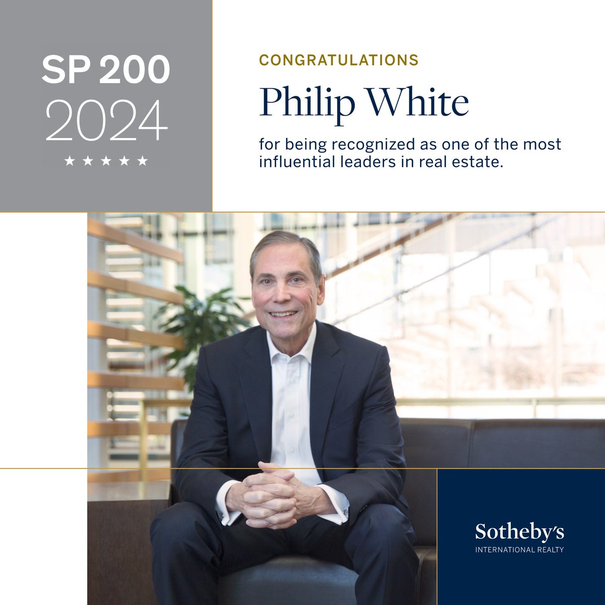 AmselGene's tweet photo. Congratulations to Sotheby's International Realty President and CEO, Philip White, for being recognized as one of the most influential leaders in real estate by the T3 Sixty Swanepoel Power 200 Index. 

https://t.co/ve5uFD4GgK https://t.co/aeNFjBS56O