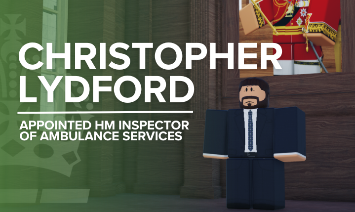 hmicfas's tweet photo. 🚑 HMICFAS is pleased to welcome ChristopherLydford MBE to the position of His Majesty's Inspector for Ambulance Services. https://t.co/97v0oVr4cz