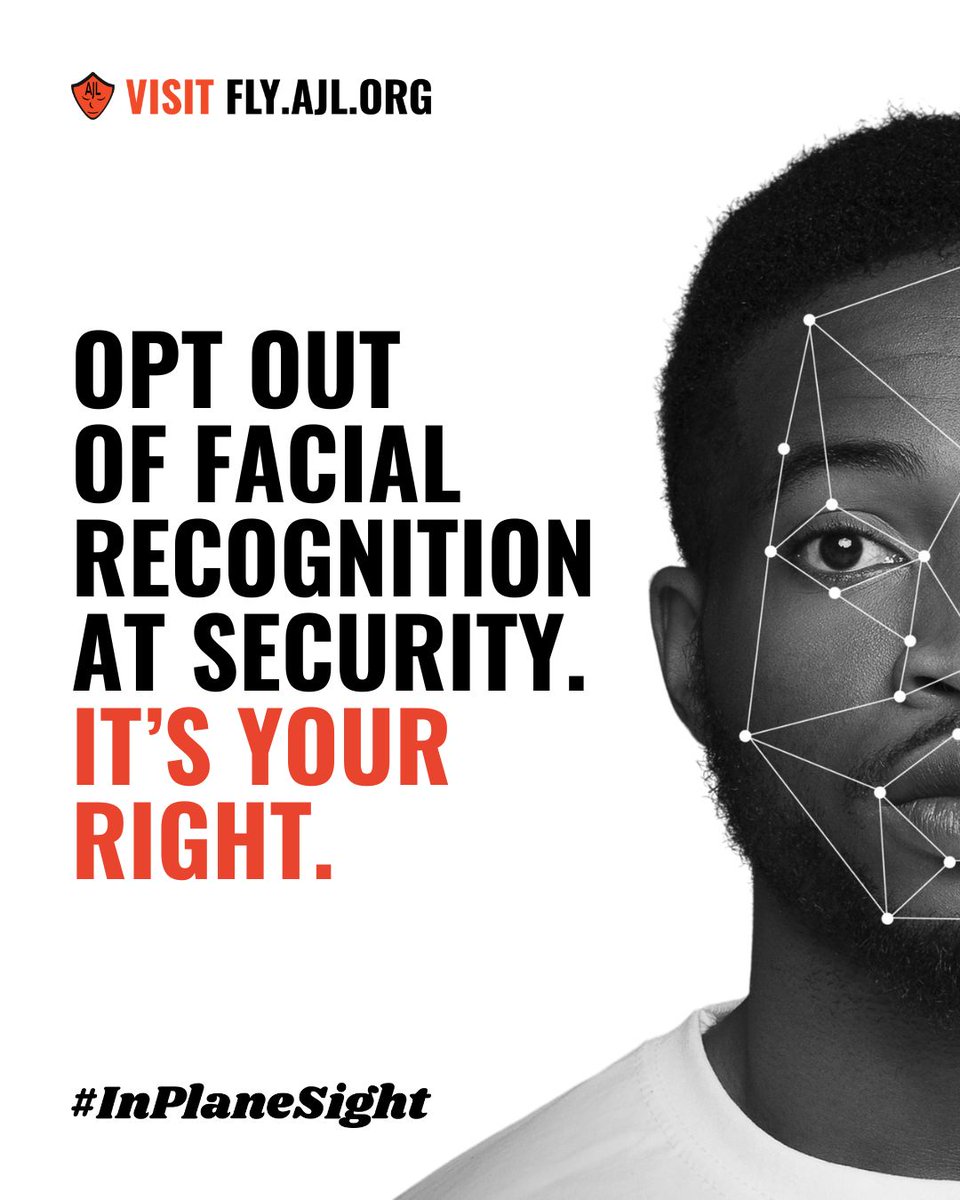 Did you encounter facial recognition technology while traveling this holiday season? Share your story with us by submitting a TSA Scorecard at FLY.AJL.ORG!

#InPlaneSight #RightToRefuse