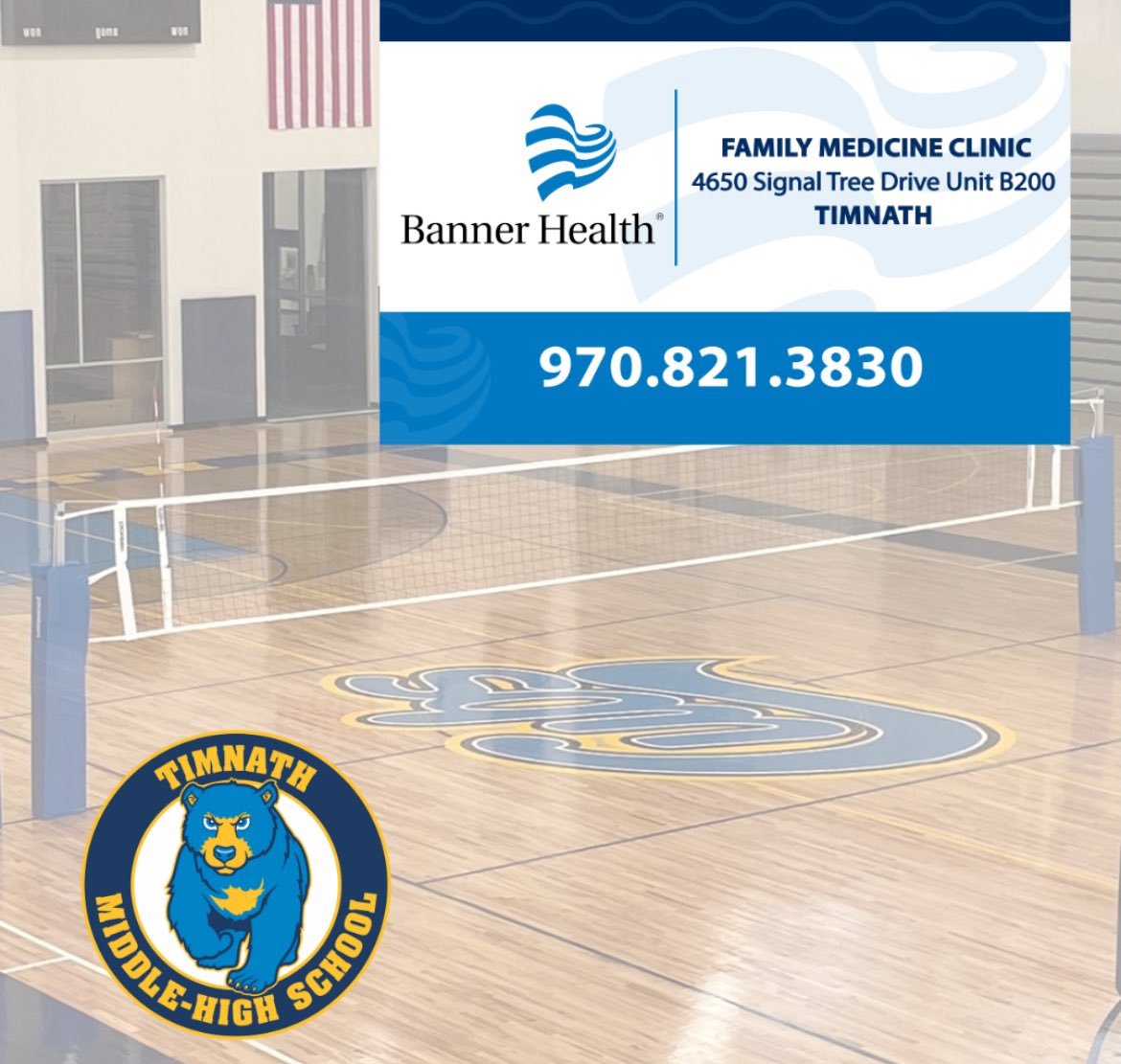 Thank you to our Sponsor Banner Health Timnath Family Medicine! We appreciate your support of Timnath Athletics!