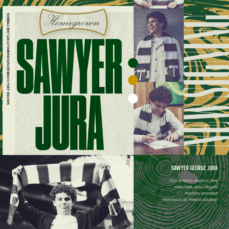 TimbersFC's tweet photo. 𝗚𝗿𝗲𝗲𝗻 𝗮𝗻𝗱 𝗚𝗼𝗹𝗱 since day one 🟢🟡

Sawyer Jura is #RCTID's latest homegrown signing ⤵️