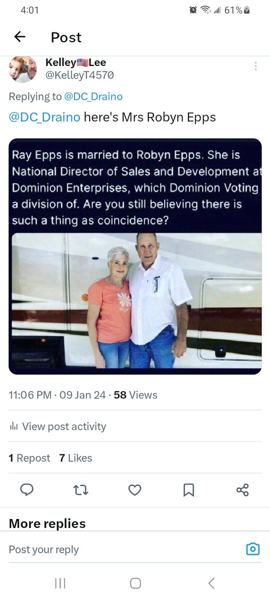 KelleyT4570's tweet photo. @mostlypeaceful #RayEpps is a fed married to #RobynEpps who works for #Dominion Enterprises, i.e. the voting machines https://t.co/mTjSCFCeky
