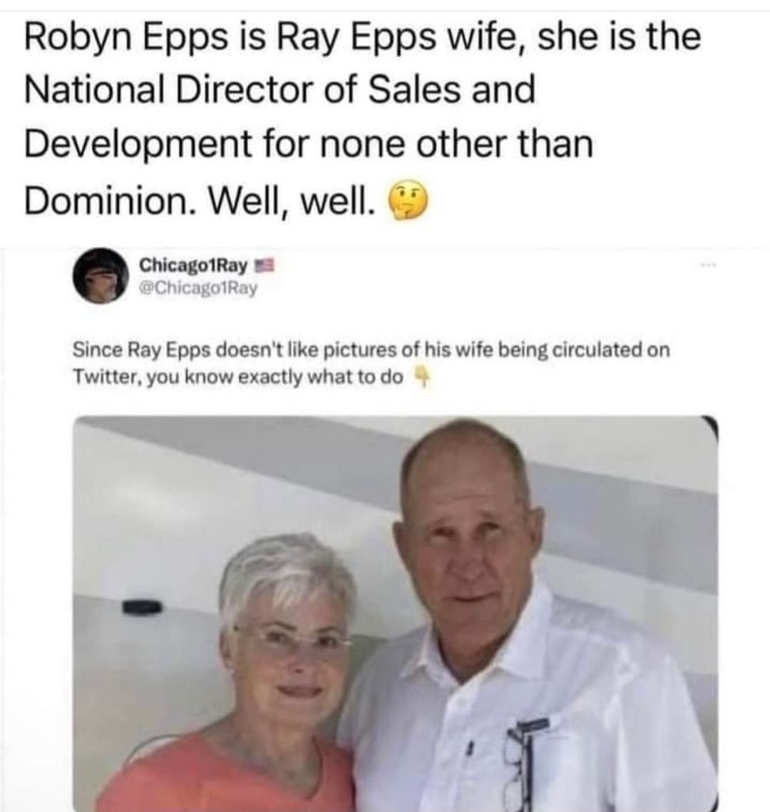 KelleyT4570's tweet photo. @mostlypeaceful #RayEpps is a fed married to #RobynEpps who works for #Dominion Enterprises, i.e. the voting machines https://t.co/mTjSCFCeky