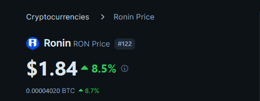 cagyjan1's tweet photo. $RON to $2 soon then we quickly teleport to $5 https://t.co/BrXaapBKWe