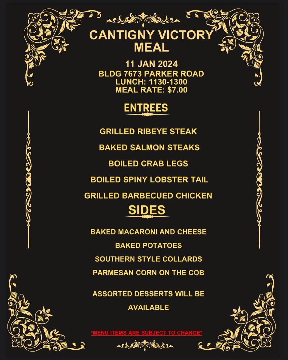 FightingFirst's tweet image. #BigRedYum | The #FightingFirst is celebrating the start of the #YearofVictory the best way possible! Get out and get some great meals tomorrow at one of our Warrior Restaurants, the culinary specialists are already hard at work to bring you a #BigRedOne feast. 😋💪🇺🇸