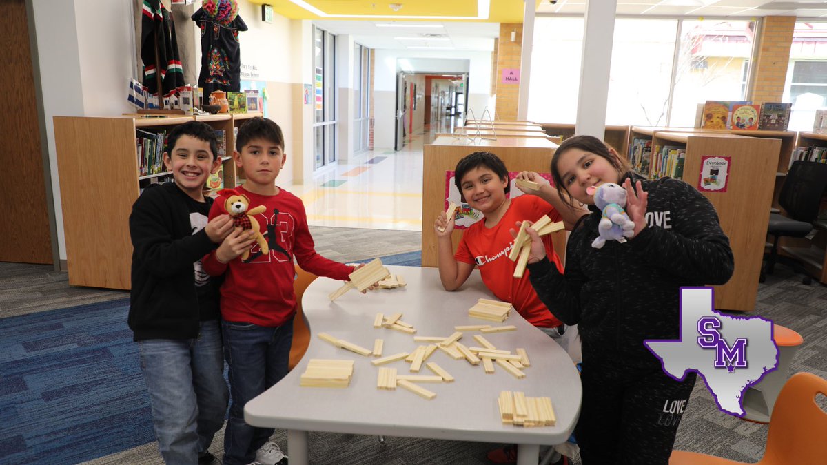 SanMarcosCISD's tweet photo. After hearing the story “Bear Snores On” from De Zavala Librarian Mrs. Gonzalez, our Diamonds were tasked with creating hibernation shelters using KEVA Planks during their time in the library on Wednesday, January 10. #RattlerUp https://t.co/BOdTBcwbg9