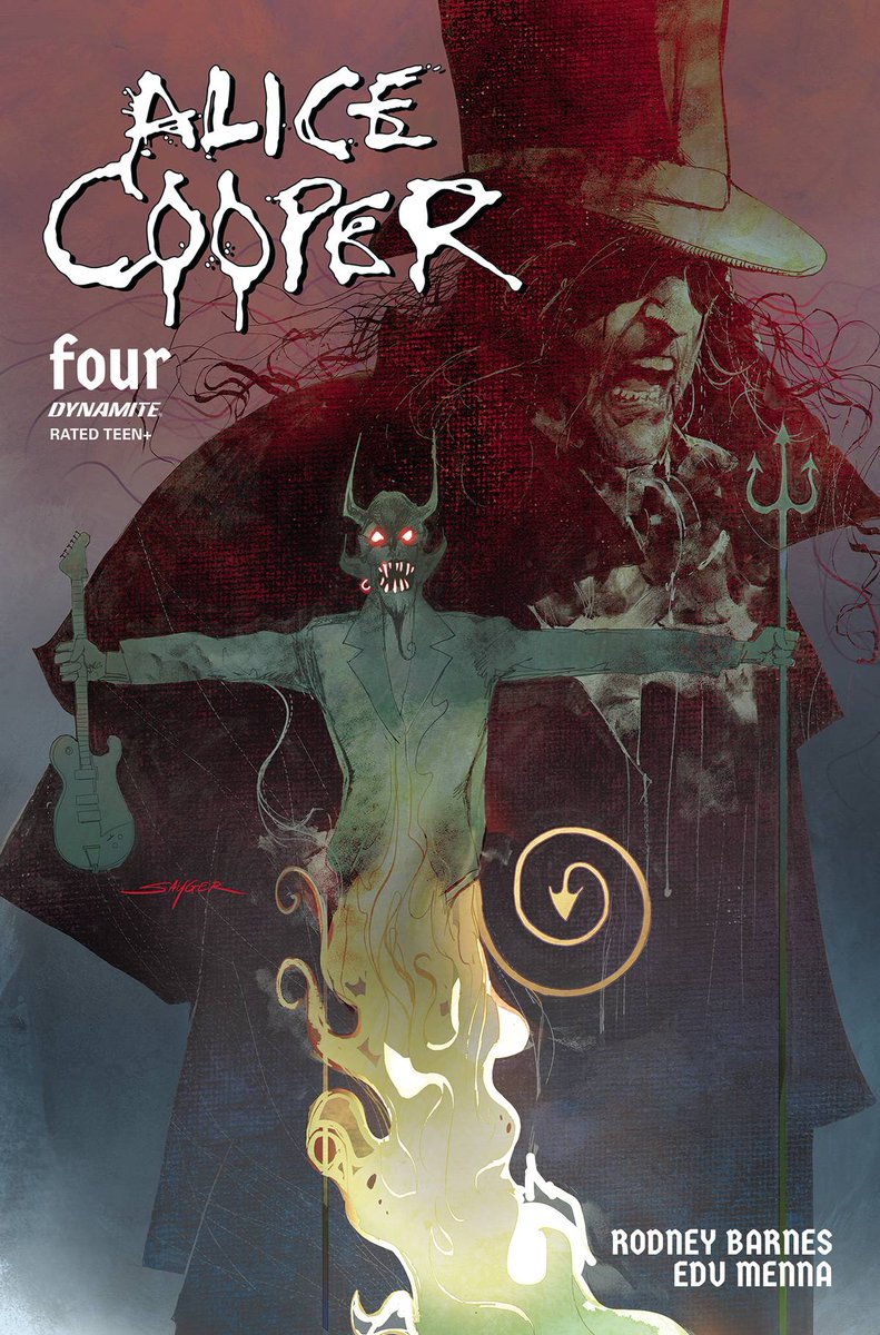 In comic shops today! ALICE COOPER from <a href="/DynamiteComics/">DynamiteComics</a>! Composed and arranged by writer <a href="/TheRodneyBarnes/">Rodney Barnes</a> and artist <a href="/EduMennacomic/">Edu Menna</a>, this power anthem of a new series features covers @jasonshawnalex and more! Check out the trailer here: youtube.com/watch?v=y0-u1H…