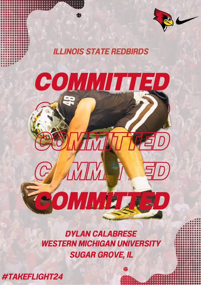Dylan_calabrese's tweet image. Excited to continue my academic and athletic career at Illinois state University. @RedbirdFB #TakeFlight24
