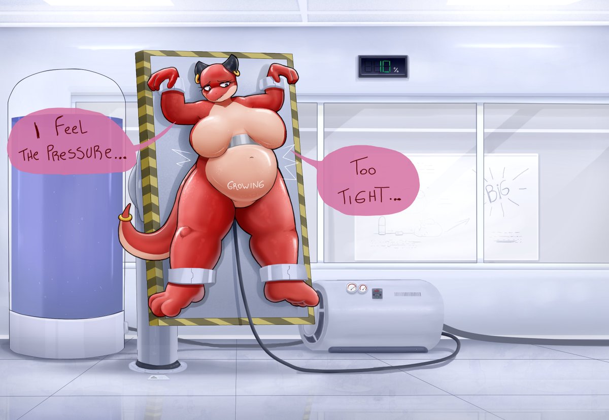 Lagartuz_gartuz's tweet photo. The elasticity of Titan's belly is being studied.

Apparently this big girl can hold a lot of liquid inside her belly. 
Titan's belly is too elastic.

Commission for TitanicMann28 (FA)
Titan belongs to TitanicMann28 https://t.co/SypcsyzVOW