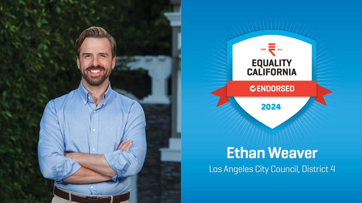 I'm honored to be supported by Equality California. Alongside advocates like @eqca, I'll work tirelessly on Los Angeles City Council to fight for justice, equality, and representation for our LGBTQ+ community.