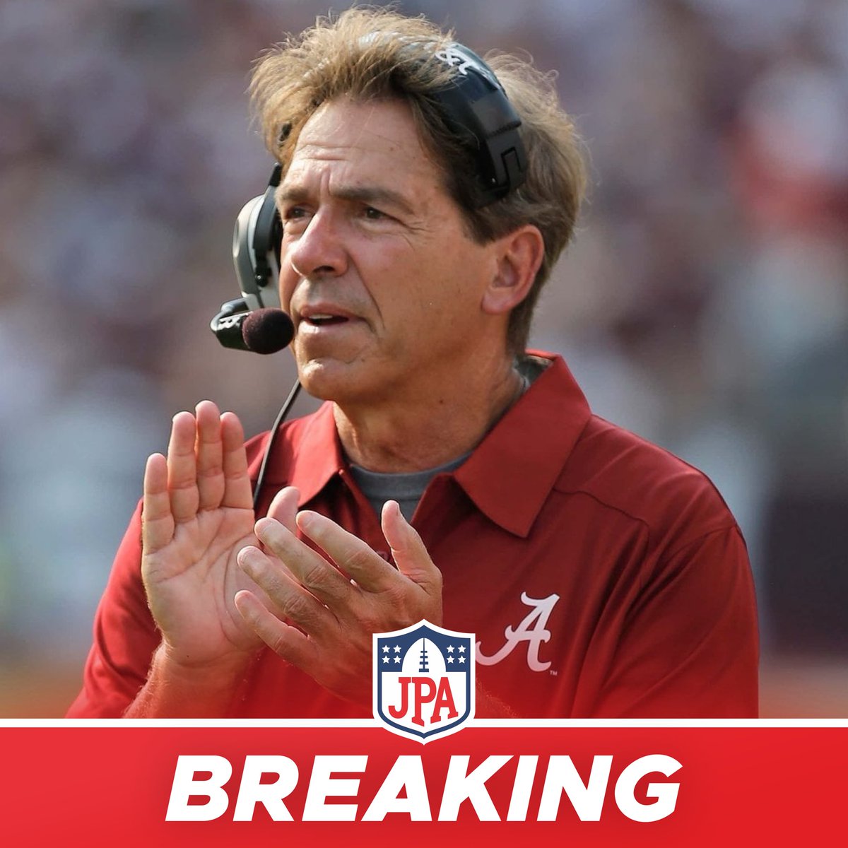 𝗕𝗥𝗘𝗔𝗞𝗜𝗡𝗚: Longtime Alabama head coach Nick Saban is retiring, per @ClowESPN Absolutely massive news. End of an era.