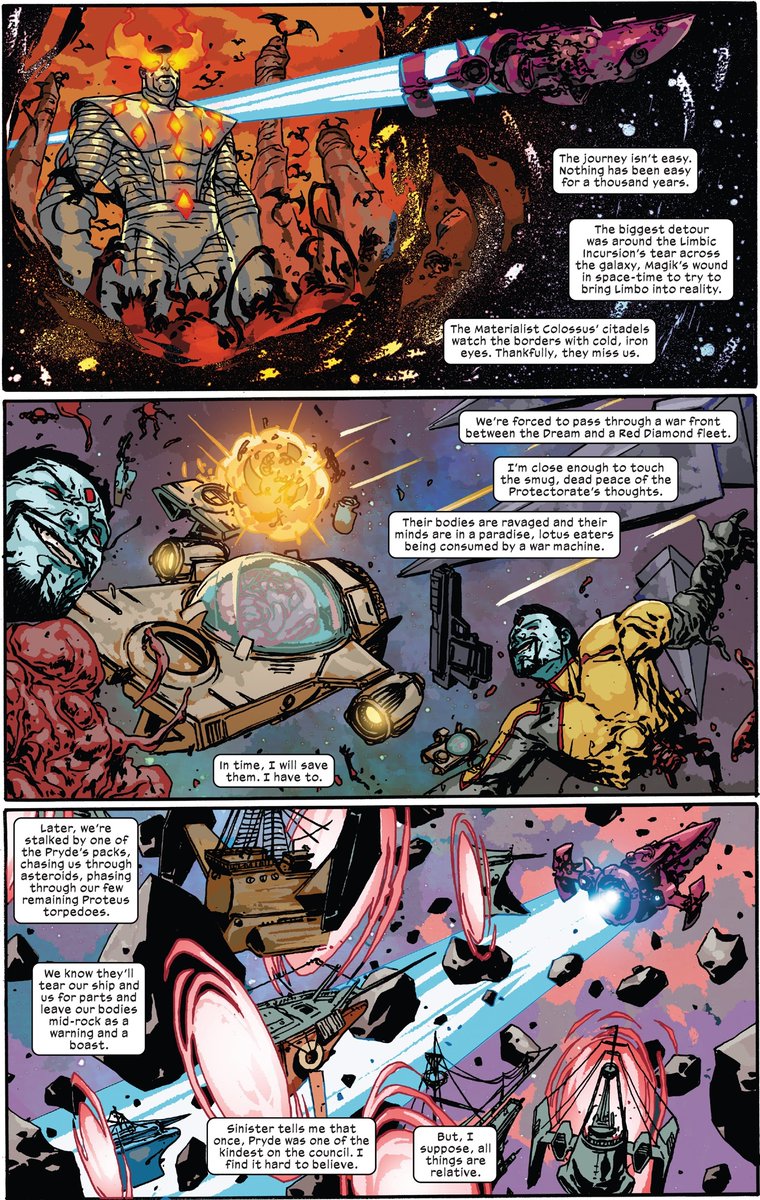 JackalsIII's tweet photo. Immoral X-Men 3
#SinsOfSinister
Part 8
Magik is stuck in a Limbo incursion
Kate Pryde is a space pirate
Sinister abandons Rasputin IV, who gets picked up by a mutual enemy
Sinister teams up with Moira &amp; a Doombot, after getting a message from Destiny
Emma is super winning space! https://t.co/bnisZwqfU5