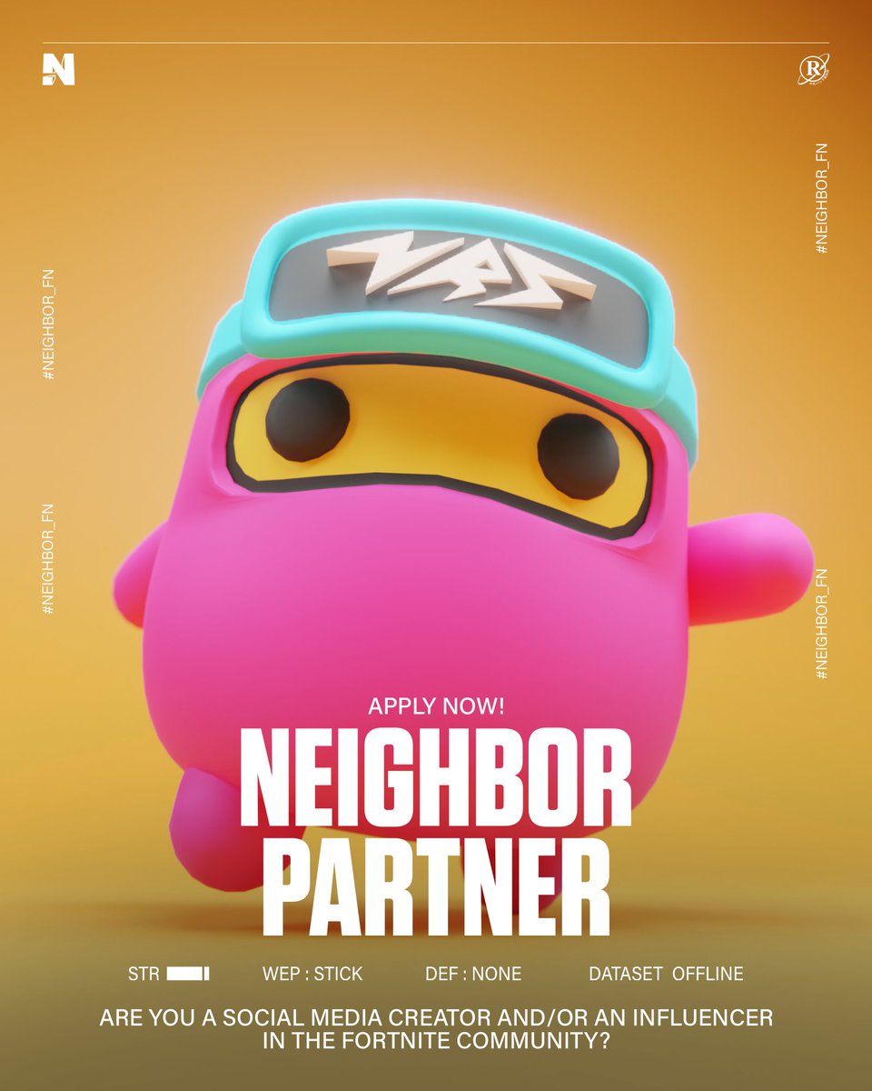 It's time to announce the first 5 NEIGHBOR FN Partners🤝

Please welcome:

💫 <a href="/sophieesgaming/">Sophie</a> 
✨ <a href="/BBeliefLive/">Beyond Belief</a> 
💫 @MNIKevin202 
✨ <a href="/PitcyTV/">Pitcy</a> 
💫 <a href="/1xLolly/">Lolly</a> 

We can't wait to start this new Partnership🚀

Thank you everyone who applied, we will be accepting more Partners soon!👇🏻