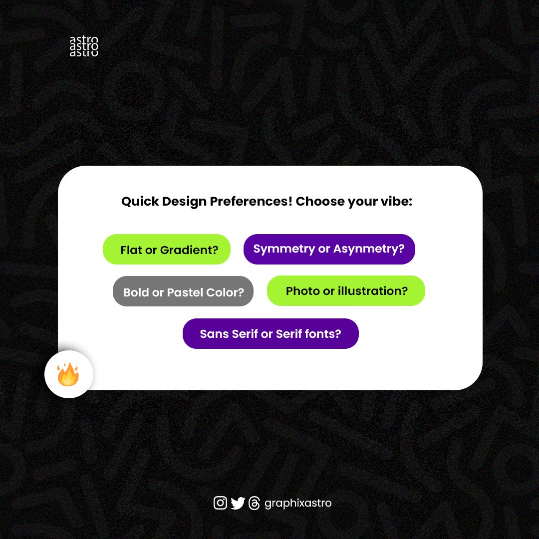 graphixastro's tweet photo. Share your preferences below and tag a fellow designer to join the fun! Let the design battle begin! 💬✨ #DesignShowdown #GraphicDesign https://t.co/kuwI7i19z6