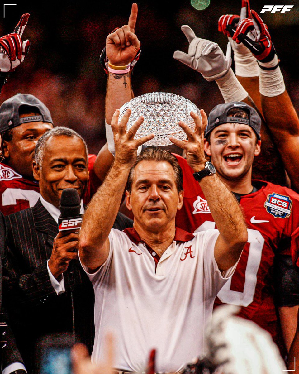 PFF's tweet image. Happy retirement to the greatest college football coach of all time 🏆

CFB will not be the same without Nick Saban