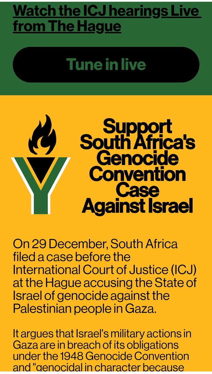AlexAnfruns's tweet image. En este enlace podrán seguir la demanda de #Sudáfrica contra el Estado colonial de Israel en el Tribunal Internacional de justicia de la Haya por el #GenocidioEnGaza 🇵🇸👇🏾
act.progressive.international/southafrica/